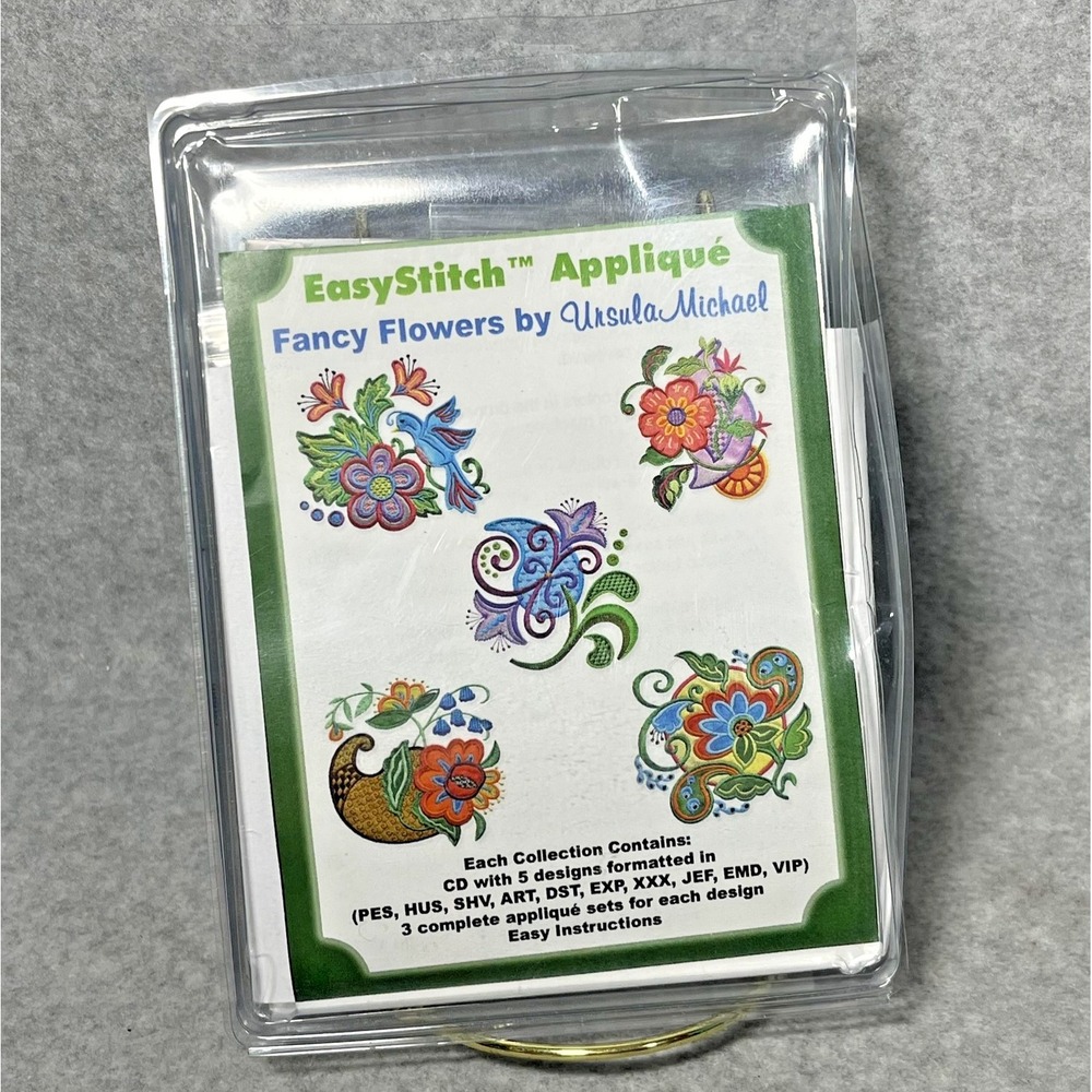 EasyStitch Applique Fancy Flowers CD Kit Dalco Home Sew Embroidery‎ 5x7 Floral